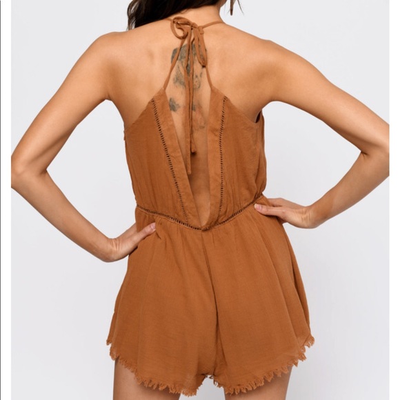 Tobi Lace Up Romper in Copper - Picture 2 of 6